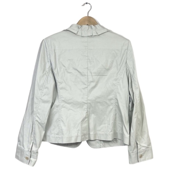 Talbots Blazer Vintage Women’s 12 Khaki Long Sleeve Pocket Front Ruffle New Y2K - Picture 2 of 12